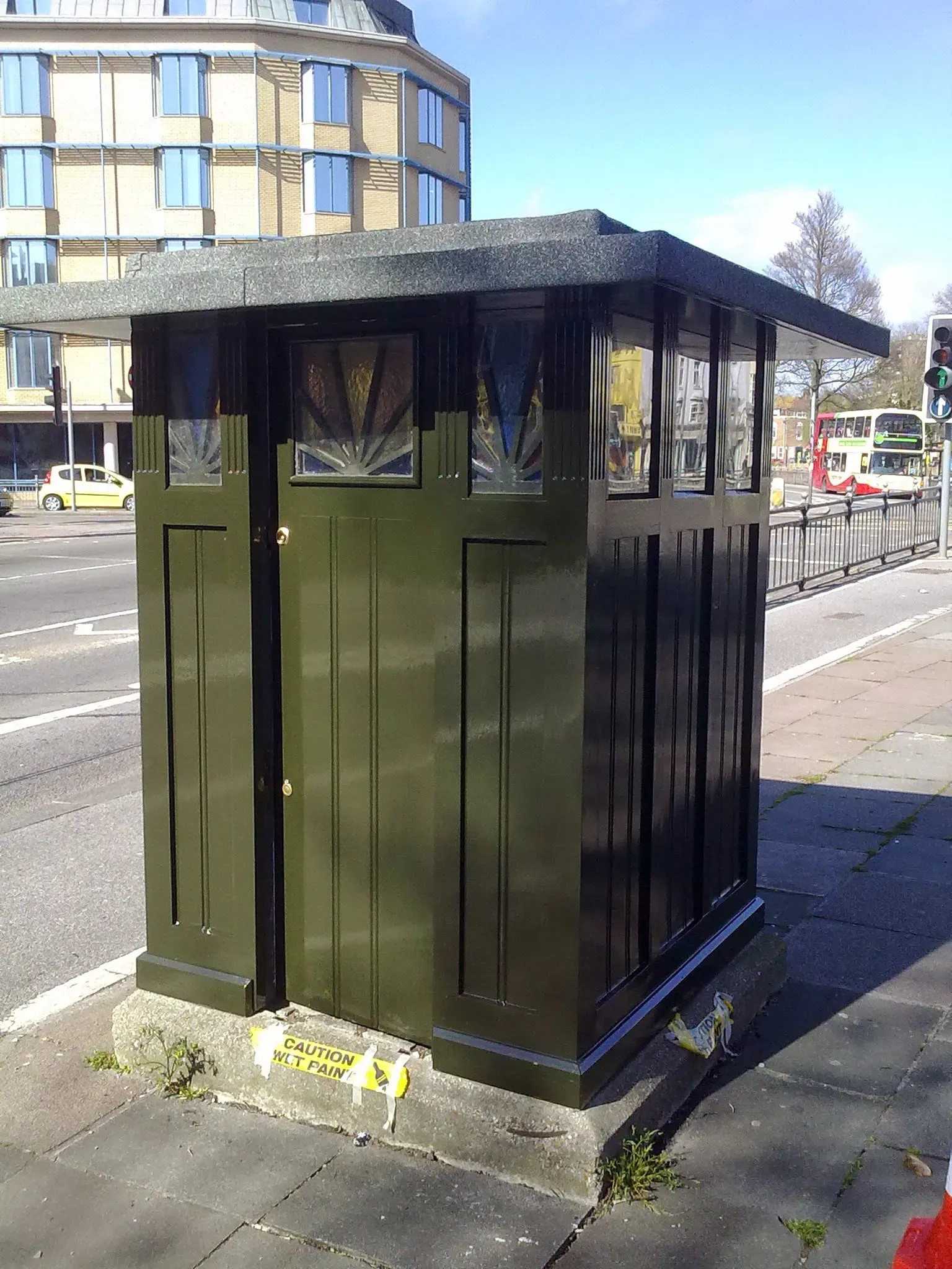 Painted electrical box of the Mazda fountain Brighton