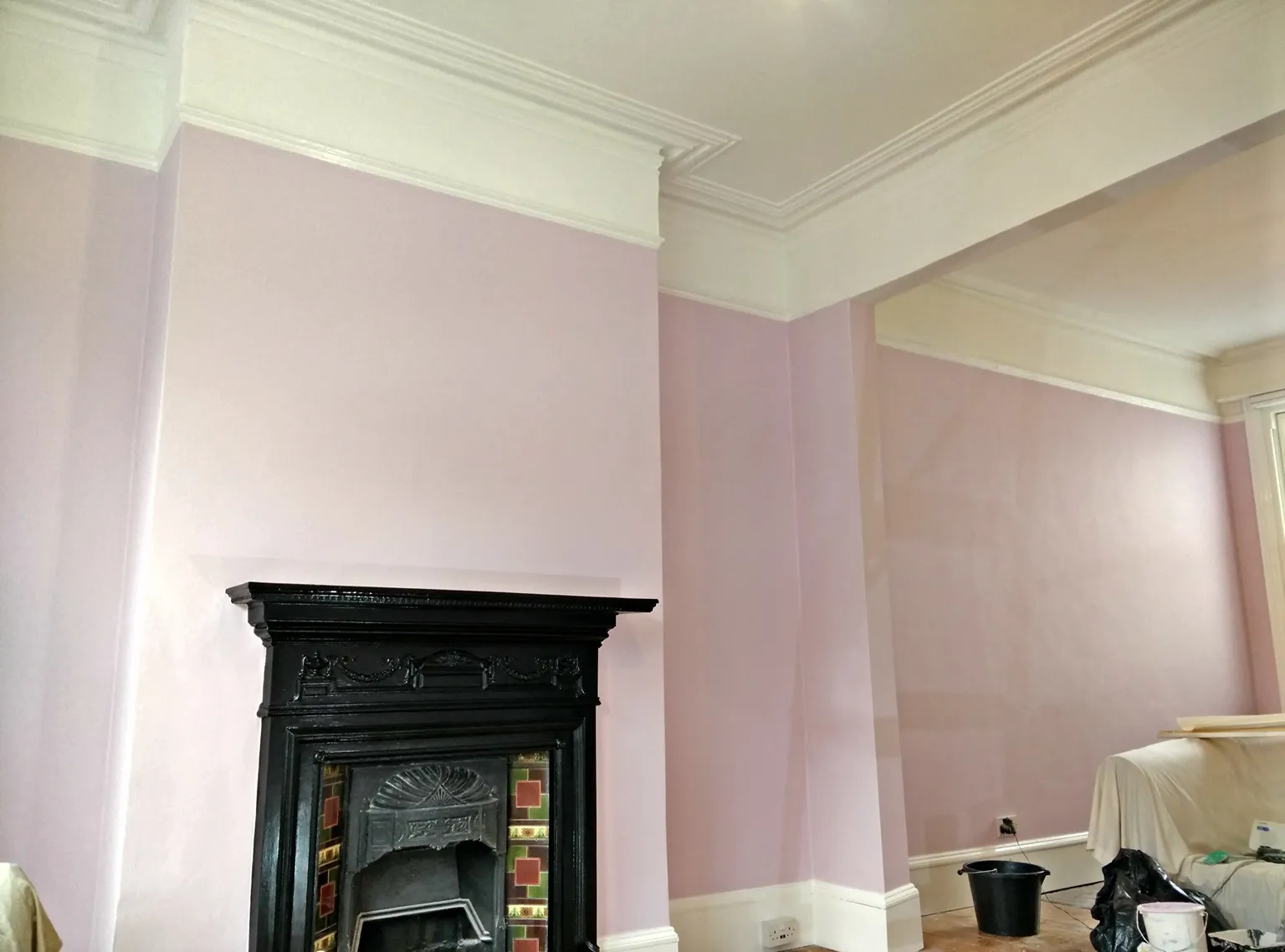 A newly painted Victorian living in pink