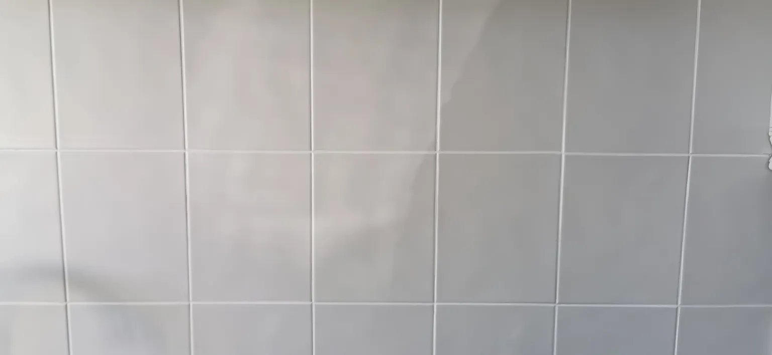 Painted tiles with restored grout lines